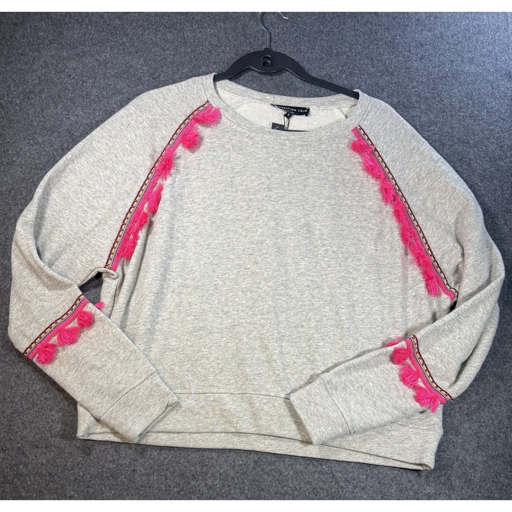 Generation Love Gray Tassel Trim Sweatshirt Size M